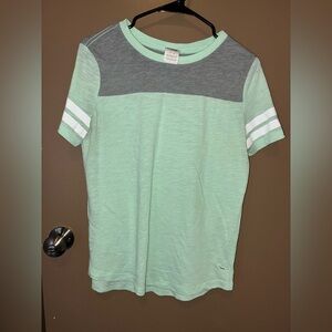 PINK Victoria's Secret Mint and Gray Short Sleeve Tee